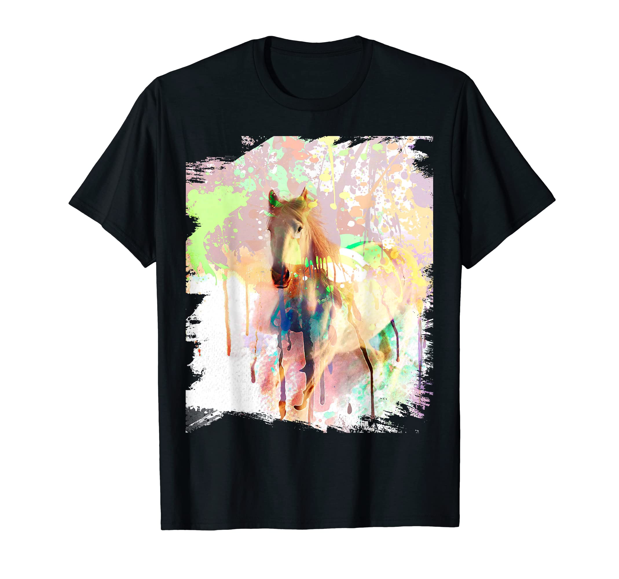Rainbow horses watercolour painting horse cute colourful T-Shirt