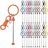 24 Pcs Beadable Keychains Bulk Kit, 12 Colorful Key Chain Making Kit, Beadable Items Bead Keychains Bulk for DIY Projects Crafts Making Supplies Mother's Day Birthday Gifts