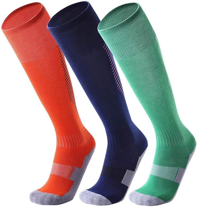 Boys Football Socks Knee High Compression Sport Socks Kids Striped Over The Calf Soccer Socks