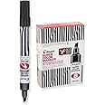 PILOT Super Color Refillable Permanent Markers, Black Ink, Broad Chisel Point, 12-Pack (44100)
