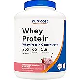 Nutricost Whey Protein Concentrate (Strawberry Milkshake) 5LBS - Gluten Free & GMO Free