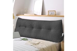 WUIOYNF Large Triangular Headboard Wedge Pillow Soft and Supportive Headboard Backrest Positioning Support Bolster Cushion, Bed Wedge Pillow with Removable Cover(Black,Twin,39x8x20inch)