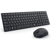 Dell KM555 Pro Compact Silent Keyboard and Mouse, Black | Bluetooth 5.1, 2.4 GHz, 4020 DPI Optical, USB Receiver, AAA Batteries, Black