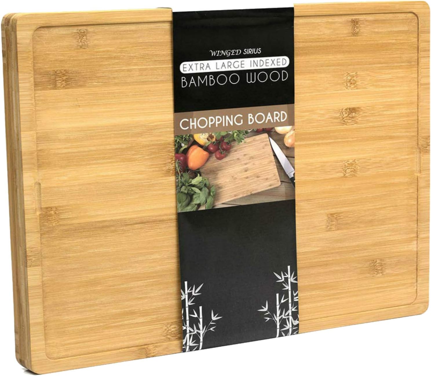 Winged Sirius 8 in 1 Extra Large Bamboo Wooden Chopping Boards Set including 7 Colour Coded PP Mats (Meat Bread Fish Cheese Dairy) Organic Antibacterial Odour Resistant Dishwasher Safe (42 X 34 X 3.5cm) - Image 4