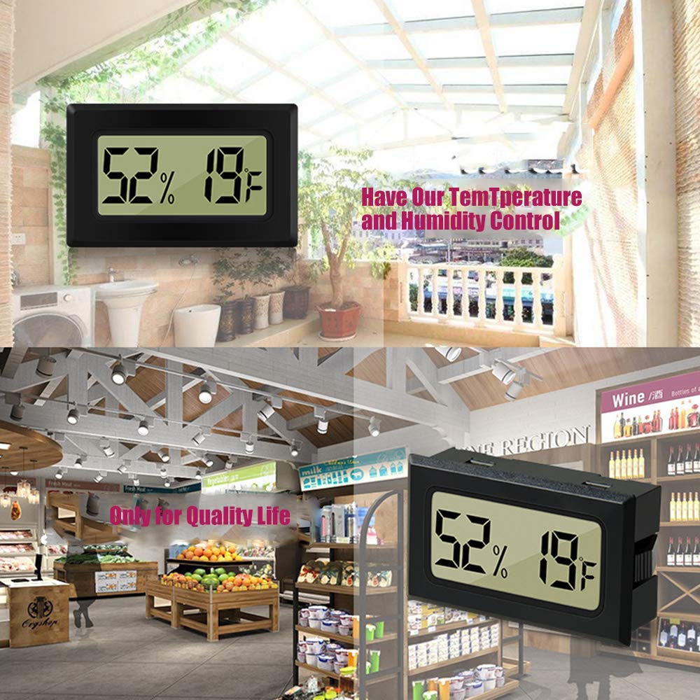AUTIDEFY 6-Pack Mini Hygrometer Thermometer LCD Display Digital Temperature Humidity Meter Gauge for Incubators Reptile and Humidors Fahrenheit (℉)