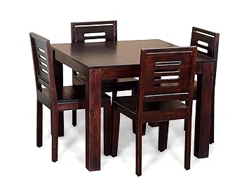 RjKart Furniture Sheesham Wood Dining Table Set with 4 Chairs for Living Room | 4 Seater Dining Table Set | Walnut Finish