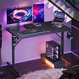 Bestier Small Gaming Desk 106.6 cm LED Monitor Stand Cup Holder Hooks view 9