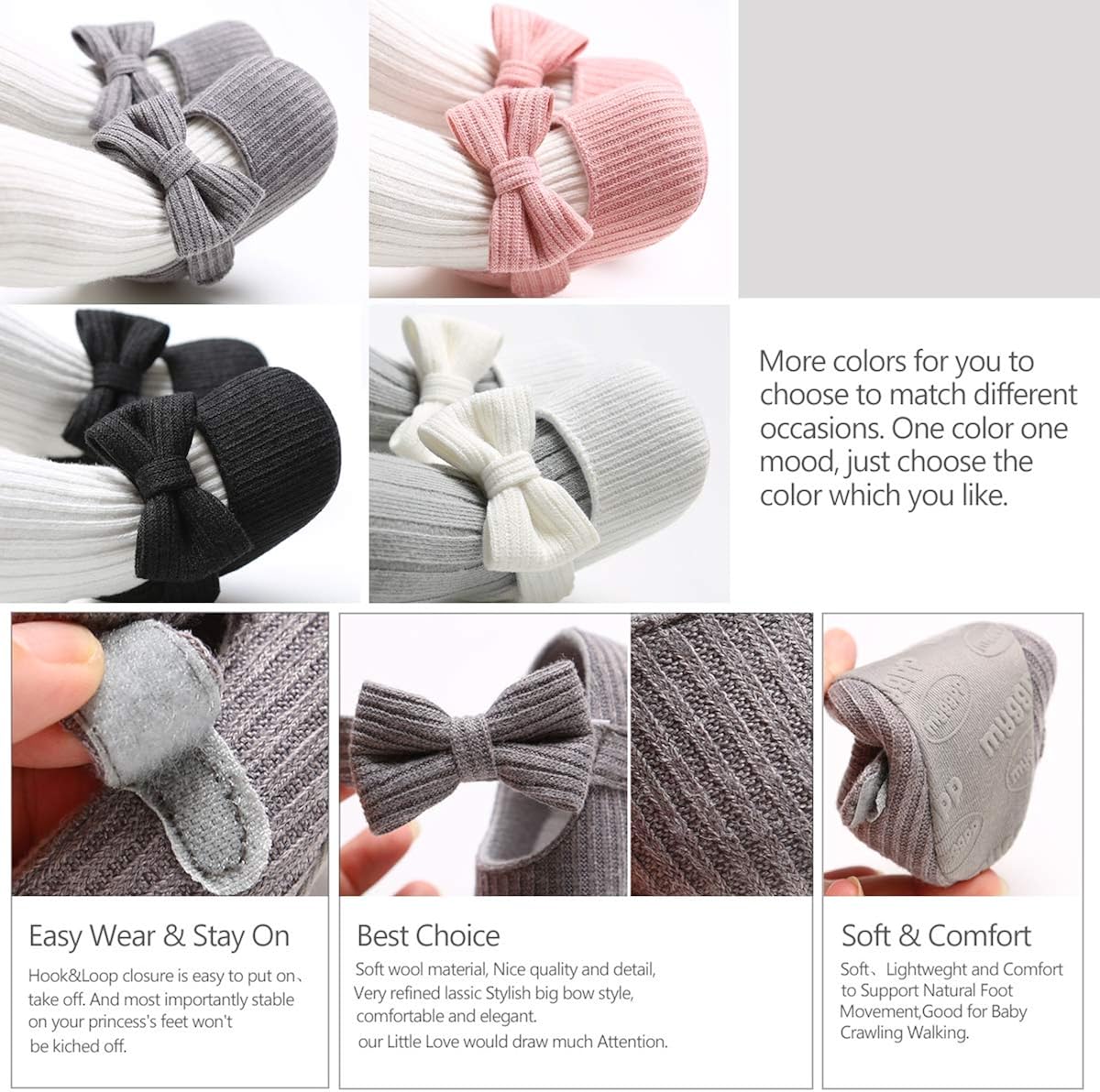  | Ohwawadi Infant Baby Boys Girls Slippers Cozy Fleece Booties Soft Bottom Warm Cartoon Socks Newborn Crib Shoes | Mary Jane