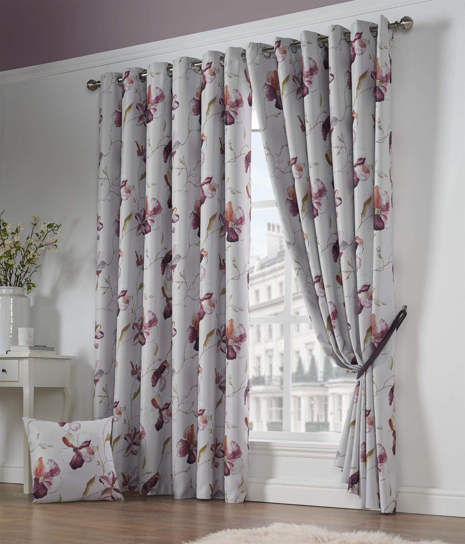 Alan Symonds Ascot Eyelet Ring Top Curtains Thermally Efficient Blackout Curtain Pair 66x90, 124024824
