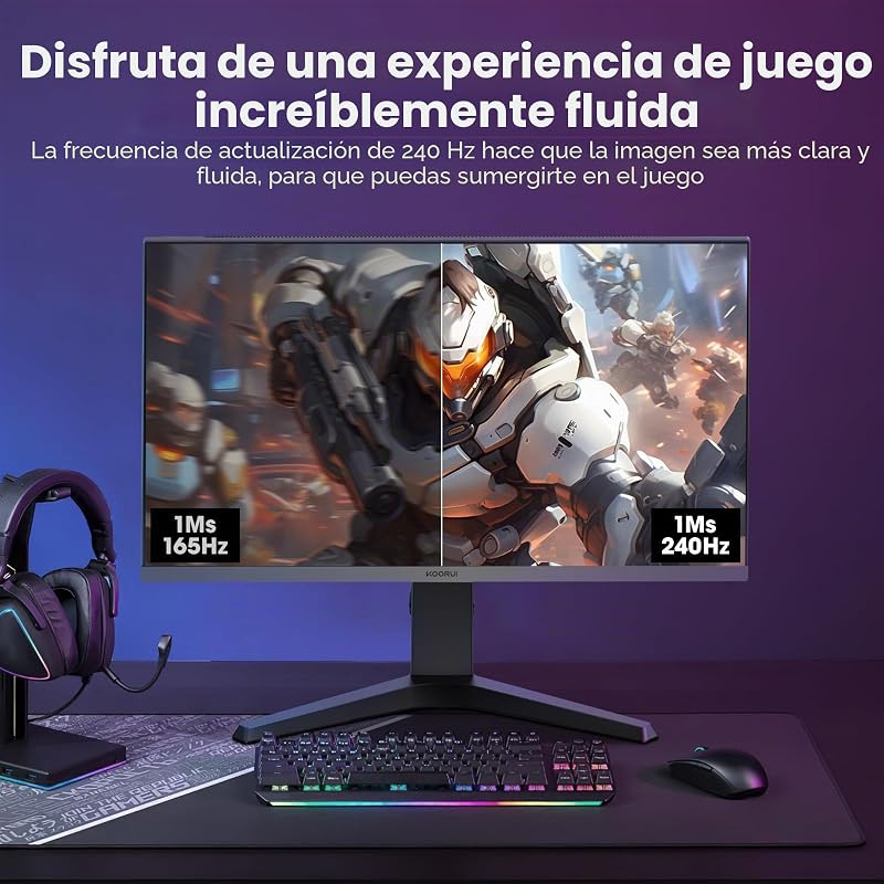 Monitor de gaming 27 polegadas - Ecrã WQHD PC, 240Hz, 1ms, Adaptive Sync, Compatibilidade com Gsync, (2560x1440, HDMI, DisplayPort, HDR 400) Preto/Vermelho