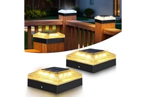 vighep 4x4 Solar Post Cap Lights Outdoor – 2 Pack Fence Post Light with 3 Color Modes, Waterproof Black Solar Powered Deck Lights for Wooden/Vinyl Posts Top, Garden