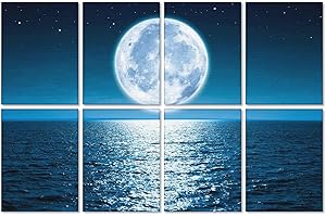 Evenreach Art Acoustic Panels, 48"X32" Self-adhesive Soundproof Wall Panels, 8 Pack Sound Absorbing Panels, Decorative Acoustic Wall Panels for Home Office(Moon Lake)