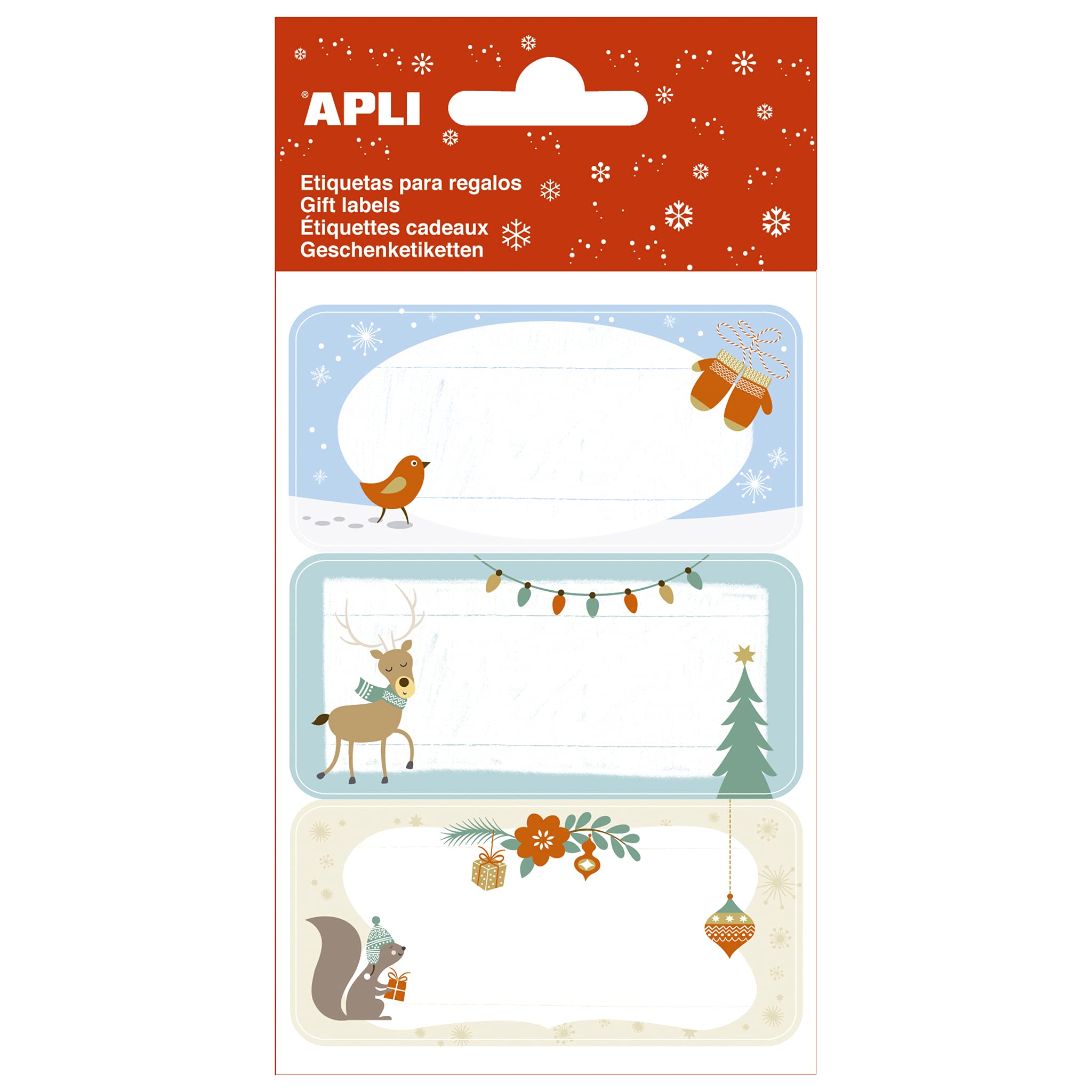 APLI Kids 19020 Christmas Gift Decoration Labels - Squirrel 3 Sheets 9 Units