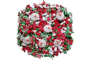 HOMANKIT 1 Bottle Christmas Sprinkles for Cookie Decorating Cake Toppers Candy Santa Claus Cupcake Topper Dessert Sprinkle with 6 Pieces Santa Claus