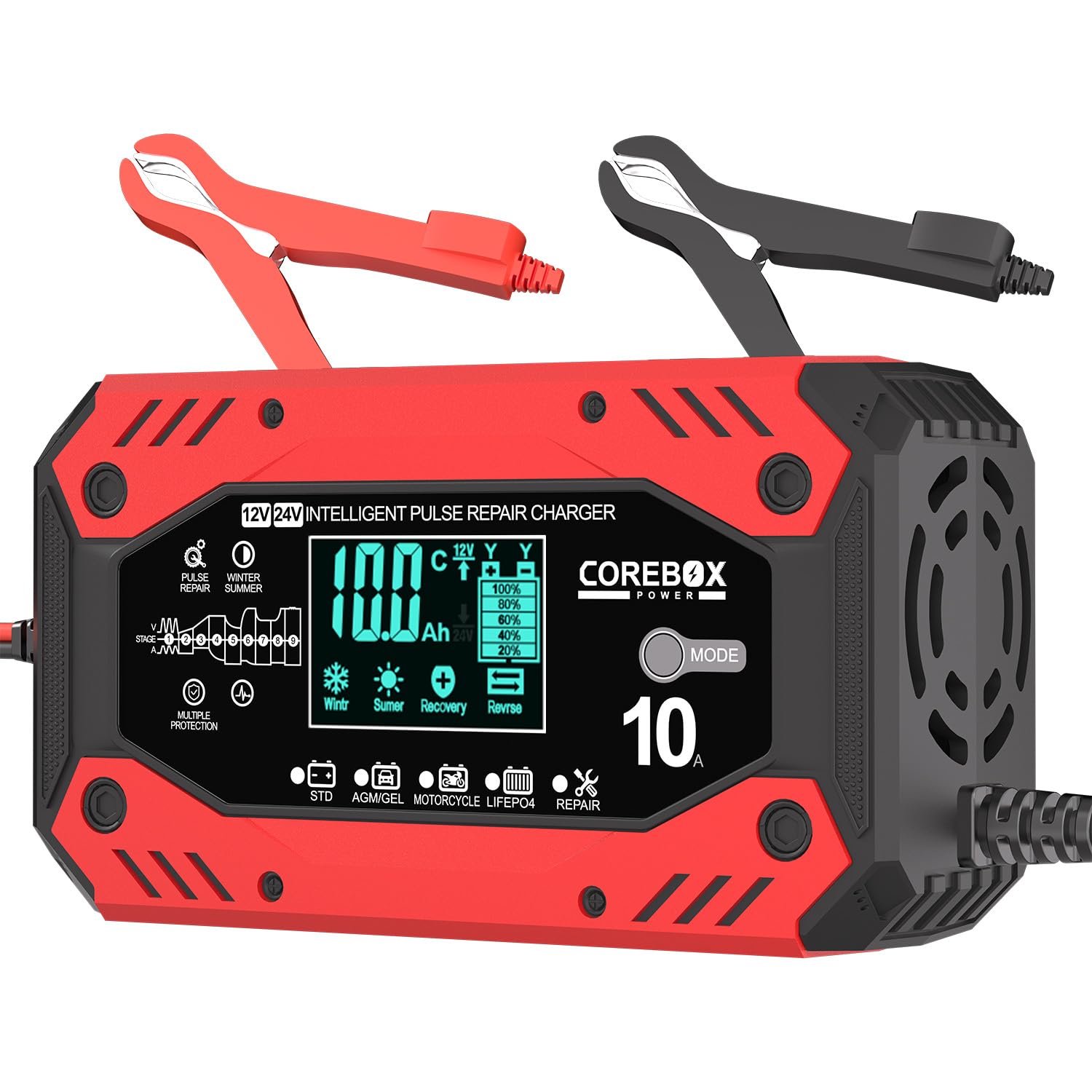 Photo 1 of Battery Charger 10-Amp 12V/24V Smart Trickle Charger for Car - Battery Maintainer Trickle Charger, and Automotive Battery Charger with Temperature Compensation for Car Truck Motorcycle Lawn Mower