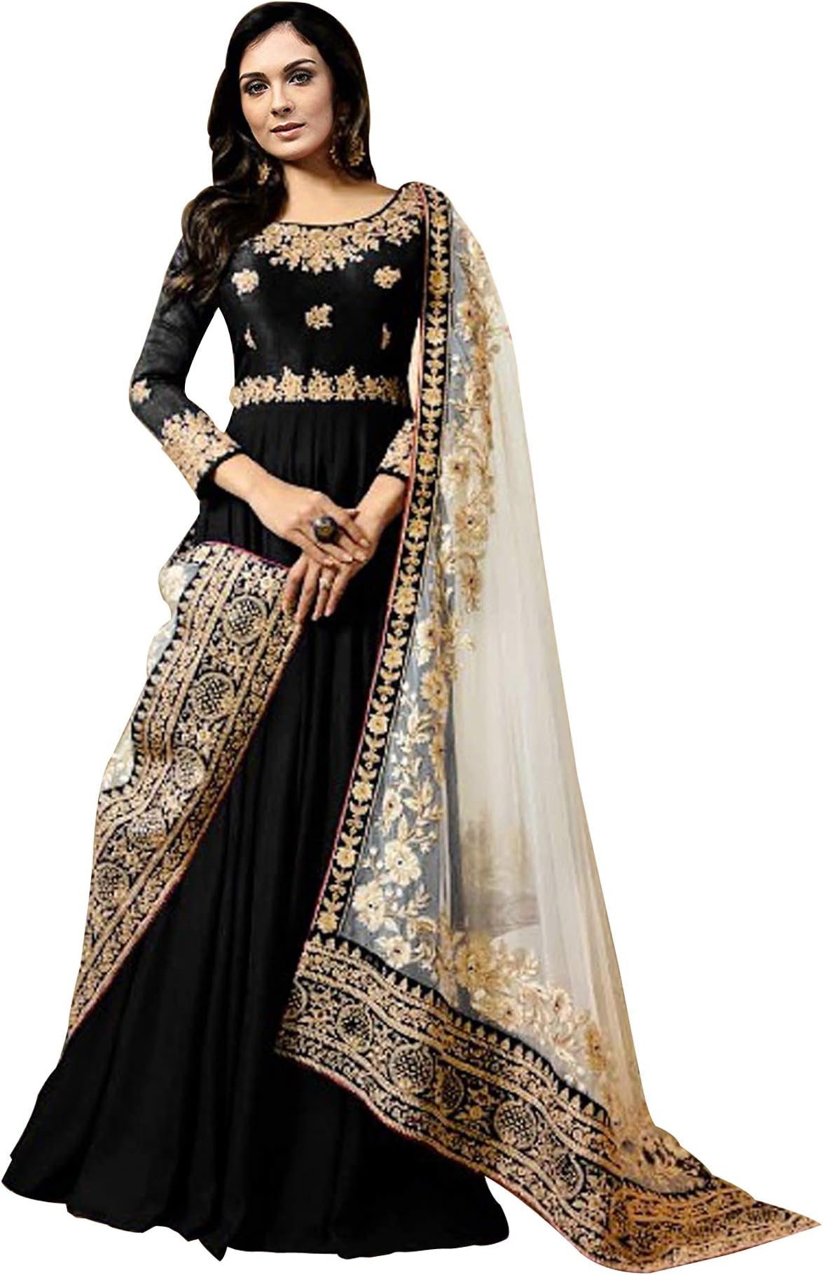 LADIES QUEEN floor touch anarkali suits and gorgeous looking,styles design (black)