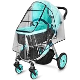 Stroller Rain Cover, Universal Baby Travel Weather Shield, Clear, Waterproof, Windproof, Breathable Ventilated, Fits Most Single Strollers, Protects from Rain, Wind, Dust and Snow