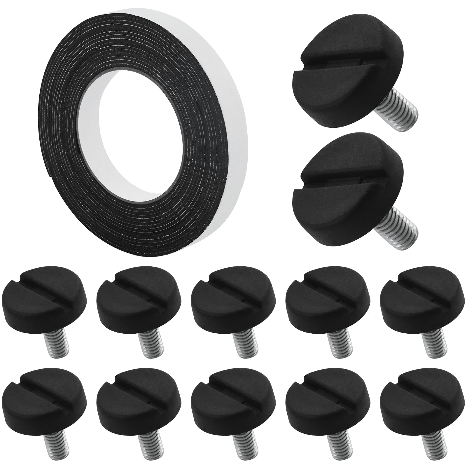 12 Pack M6 Furniture Leveling Feet with a Roll Furniture Pad Floor Protector Adjustable Furniture Feet Table Legs Leveling Feet Screw on Furniture Levelers for Cabinet Chair Bar Desk Dresser Wood Leg