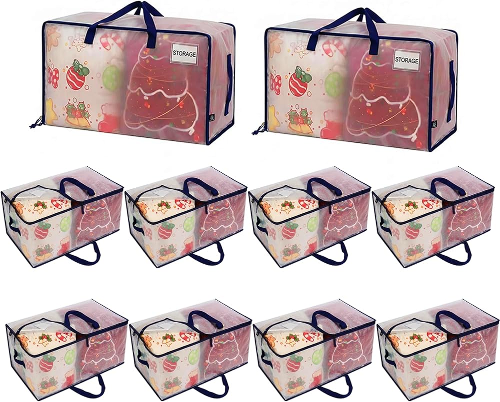 VENO 10 Pack Moving Bags Large Storage Bins with Lids Clear 102L