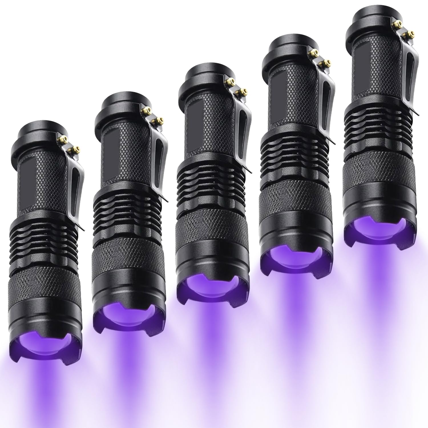 MVIOCS 5 Pack UV Flashlight Black Light, LED 395 nM Mini but Powerful Blacklight Torch Detector for Dog Urine, Pet Stains and Bed Bug