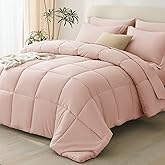 CozyLux Queen Comforter Set Blush Pink - 7 Pieces Bed in a Bag Queen, All Season Breathable Bedding Sets, Oeko-Tex Certified Bed Set with Down Alternative Comforter, Sheets, Pillowcases & Pillow shams