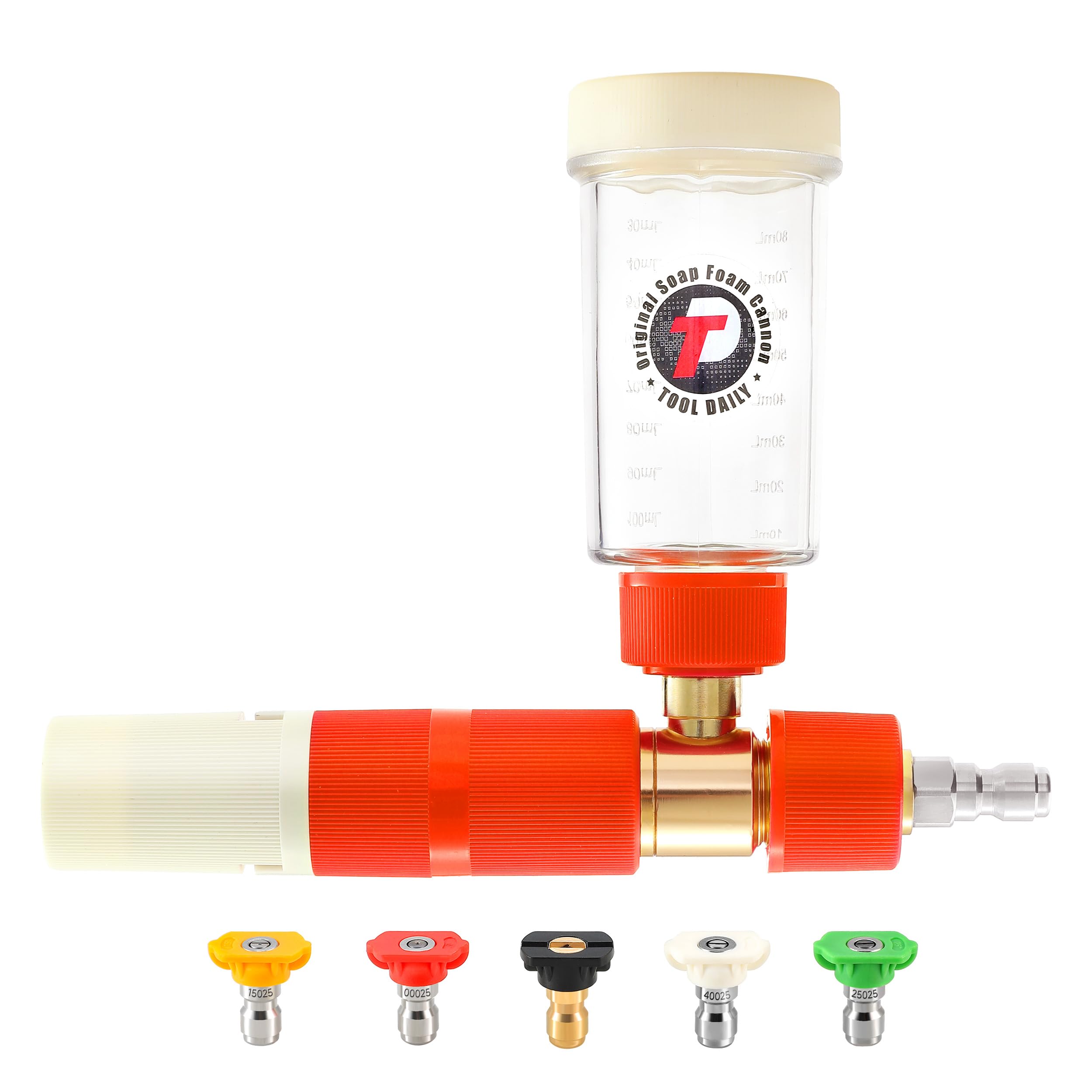 Photo 1 of Tool Daily Pressure Washer Foam Cannon, Original Soap Foam Cannon for Car Washing, 5 Power Washer Nozzle Tips, 1/4 Inch Quick Connector