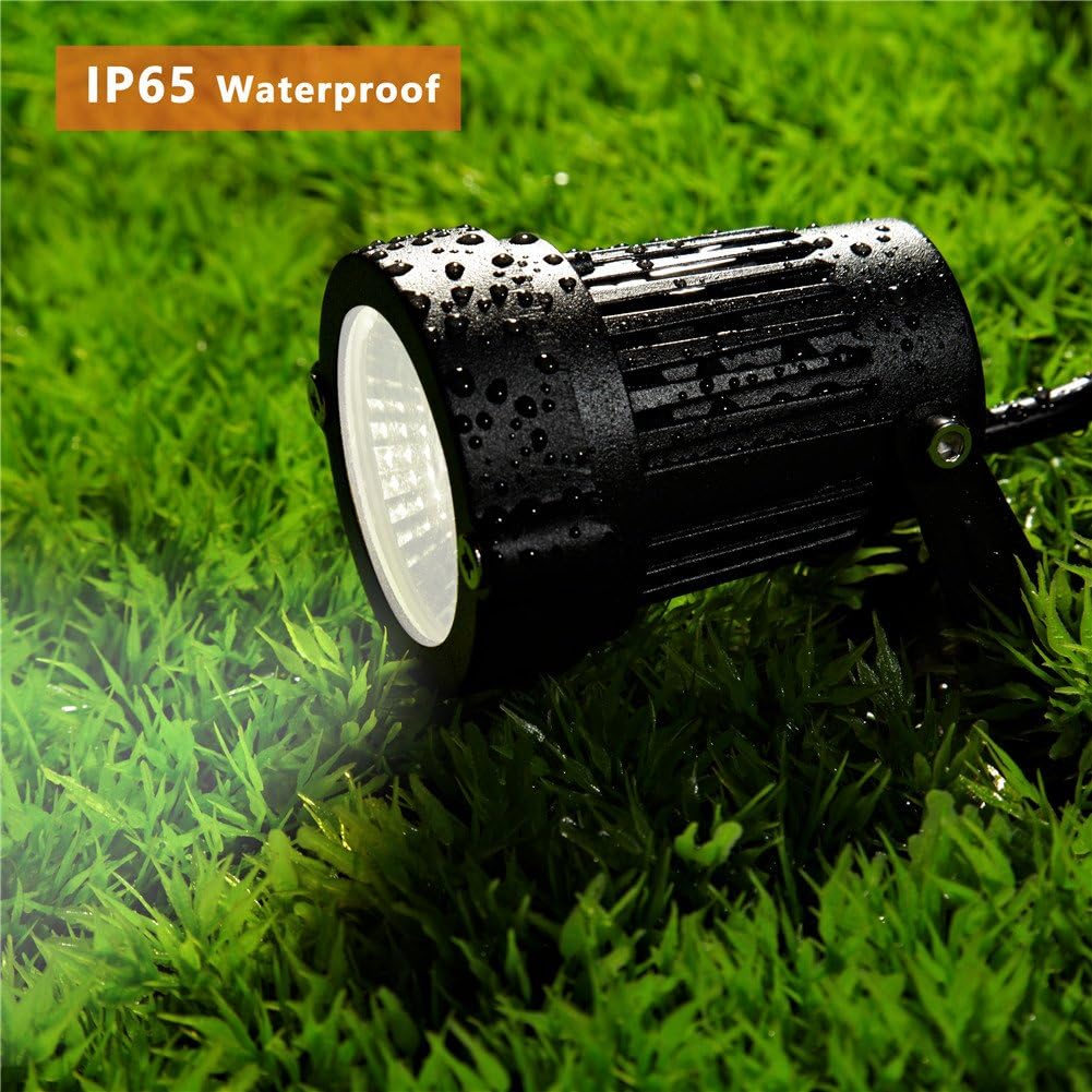 Outdoor Landscape LED Lighting 5W Waterproof Graden Lights COB Led Spotlights with Spiked Stand for Lawn Decorative Lamp US 3- Plug 6500K Daylight White Lights (2 Packs) - - 