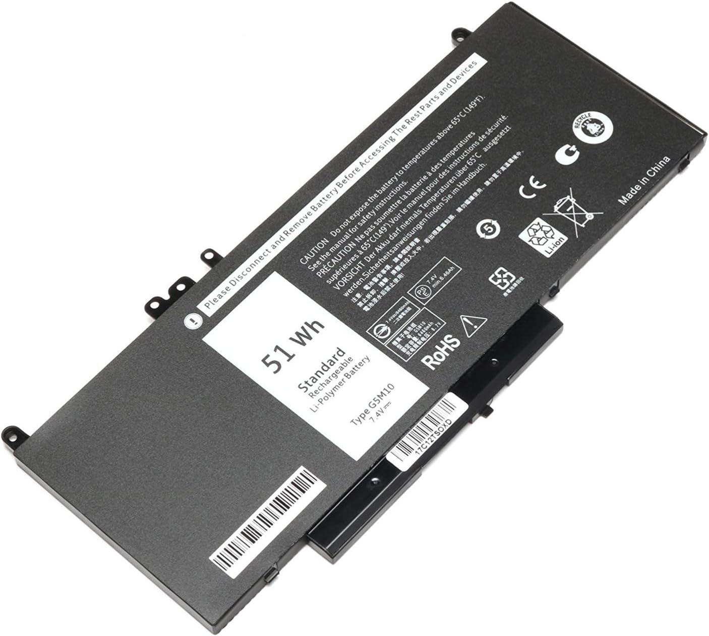 ASKC 51WH G5M10 Laptop Battery for Dell Latitude E5450 E5550 Notebook 15.6" Series 8V5GX R9XM9 WYJC2 1KY05 7.4V 4-Cell - Image 3