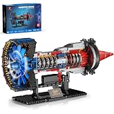 JMBricklayer Motorized Turbofan Building Set, Aircraft Engine Model Kit | 1:12 Scale Airplane Engine Model with Lights, Visible Engineering Set that Runs, Idea Mechanical Gifts for Adult Collectors