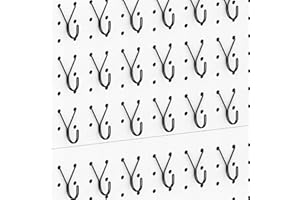 HUHOLE Pegboard Hooks, J-Hook, 1 Inch Black Hooks 40 Pack, Ideal Display Pegs for Hanging Jewelry, Necklaces, Keys, Retail Items, Small Tools, Will Not Fall Out, Fit 1/8” 3/16” Peg Boards