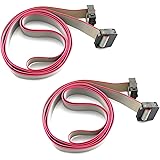 Tegg 2PCS Flat Ribbon Cable 2.54mm Pitch 2 Row 10 Pin Female to Female Wires IDC Ribbon Connector 1m/ 3.3Ft