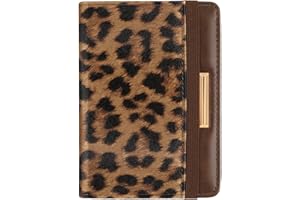 COCO ROSSI Passport Holder Cover Travel RFID Blocking Passport Cover Rose Gold Cute Flowers Passport Wallet with Elastic Band for Women