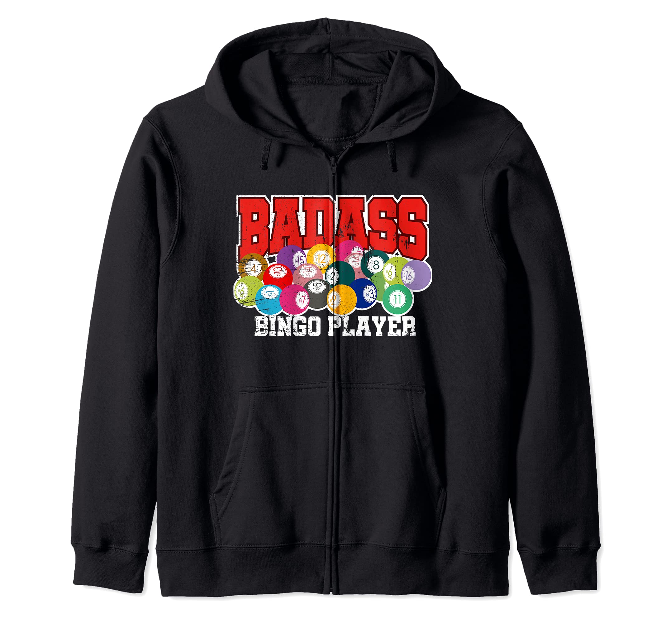 Bingo Shirts for Grandma | Badass Bingo Player | Funny Bingo Zip Hoodie