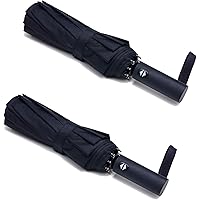 PFFY 2 PACKS Travel Umbrella Windproof 10 RIBS Auto Open & Close Collapsible Folding Small Compact Umbrella for Rain