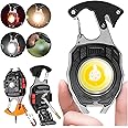 BINGONE Multifunction Keychain Flashlight, LED Small Flashlight, Cob Small Flashlights,Small Keychain Work Light,Screwdriver Bottle Opener for Outoor Hiking Fishing, also lighter (Black)