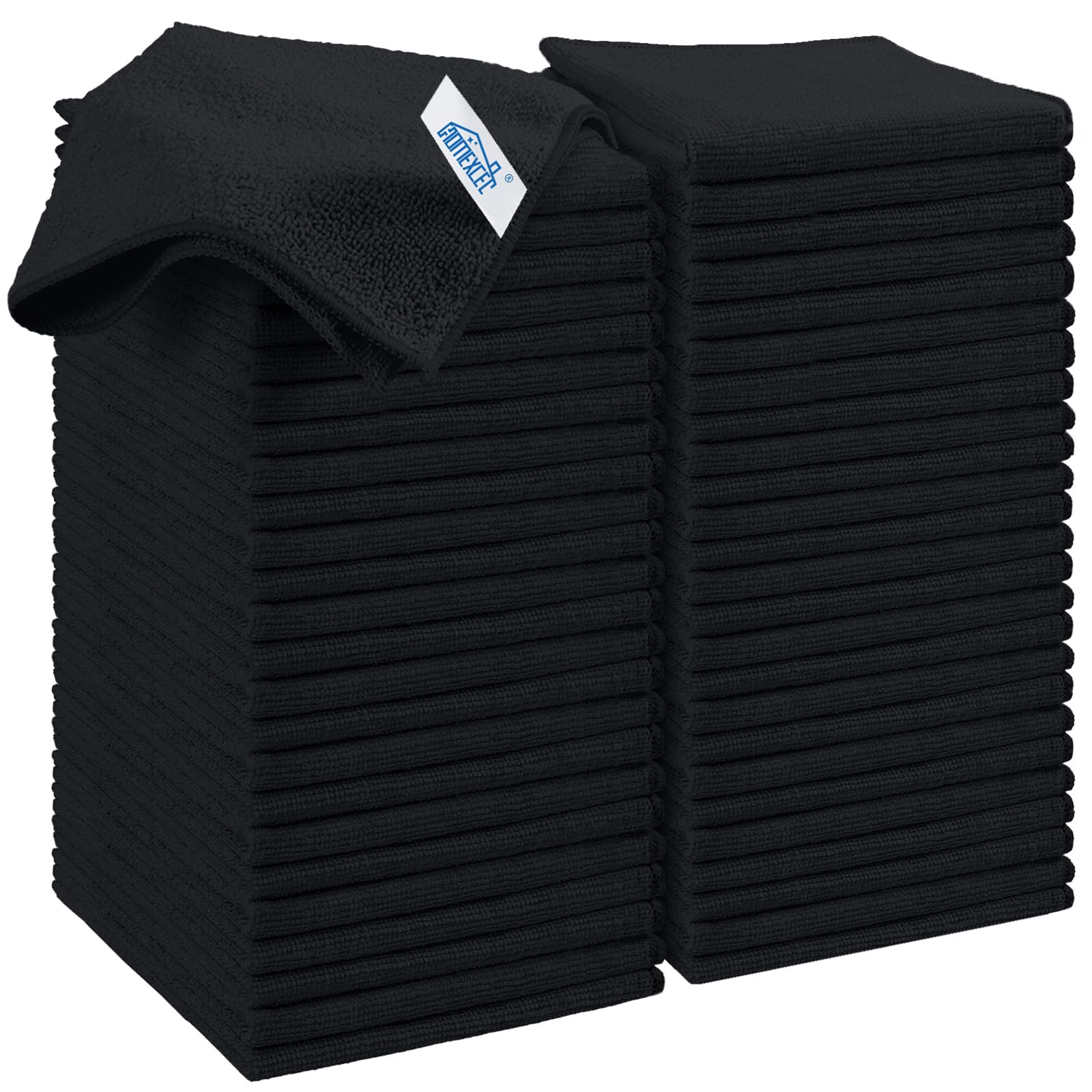 Photo 1 of HOMEXCEL Black Microfiber Cleaning Cloth, 50 Pack Cleaning Towels for Kitchen, Lint Free, Scratch-Free, Highly Absorbent, and Reusable Cleaning Rags for House, Window and Glass, Cars, 11.5 X11.5 inch