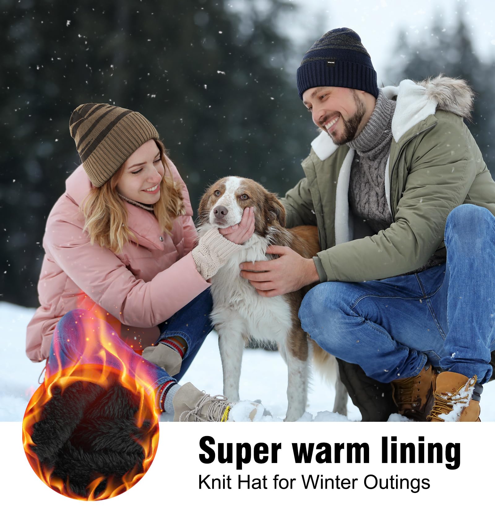 Wmcaps Beanie Winter Hats for Men Women,Fleece Lined Kint Soft Warm Skull Stocking Cap