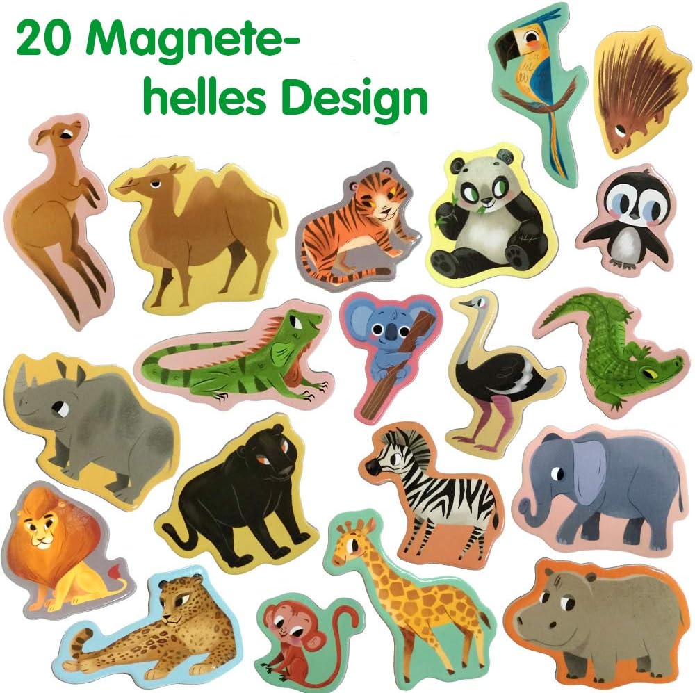 Zoo Animal Magnets for Kids, Magdum, 20 Large Fridge Magnets, Realistic Jungle Animals Learning Toy for Toddlers - Image 5