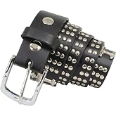 Milwaukee Leather MP7101 Men's Cross and Stud Black Genuine Leather Biker Belt with Interchangeable Buckle