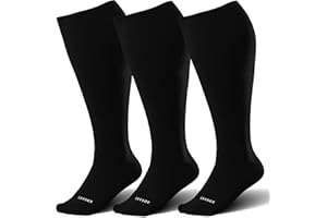 LEVSOX Wide Calf Compression Socks for Women&Men Plus Size 15-20mmHg Knee High Large Support Stockings for Circulation