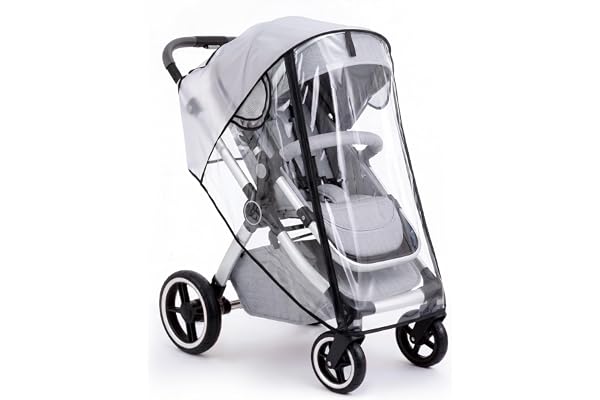 Clear Stroller Rain Cover, Universal Rain Cover for Stroller, Waterproof Travel Weather Shield with Breathable Ventilation an
