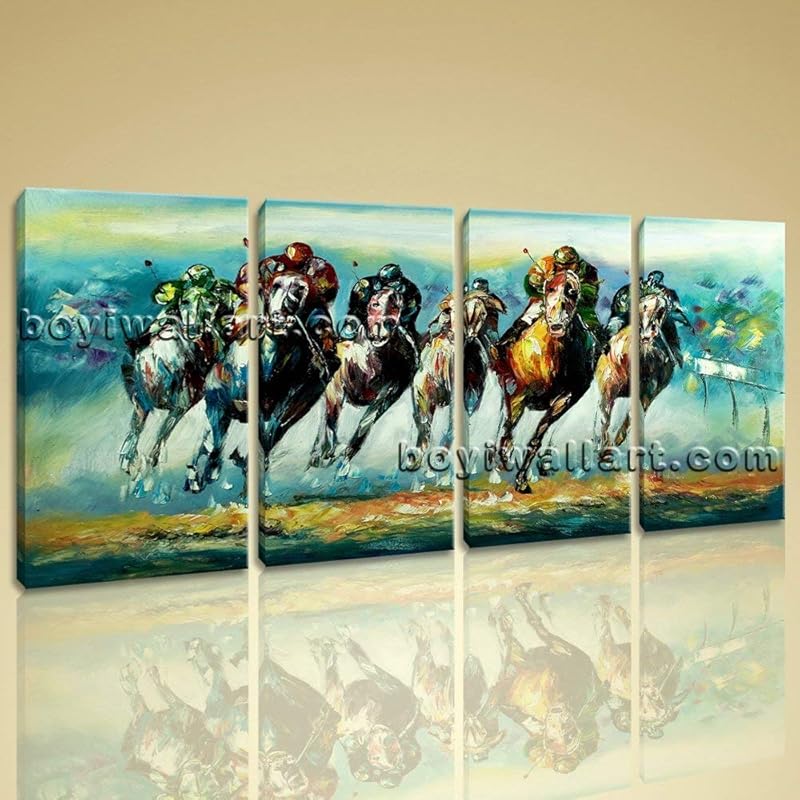 Large Wall Art Famous Horse Racing Abstract Painting On
