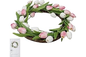 Spring Door Wreath - Rustic Flower Greenery Wall Decor | Summer Wreaths for Front Door | for Home Farmhouse Apartment Restaur