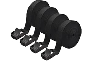 Anfyko Tie Down Strap Fully Upgraded (1" x 16.4' 4pcs), Thicker Webbing, Stronger Snaps, Bevel Cut Ends, Adjustable Cam Buckle Lashing Straps for SUP, Kayak, RV Tourist Car, Trailer, Truck, Motorcycle