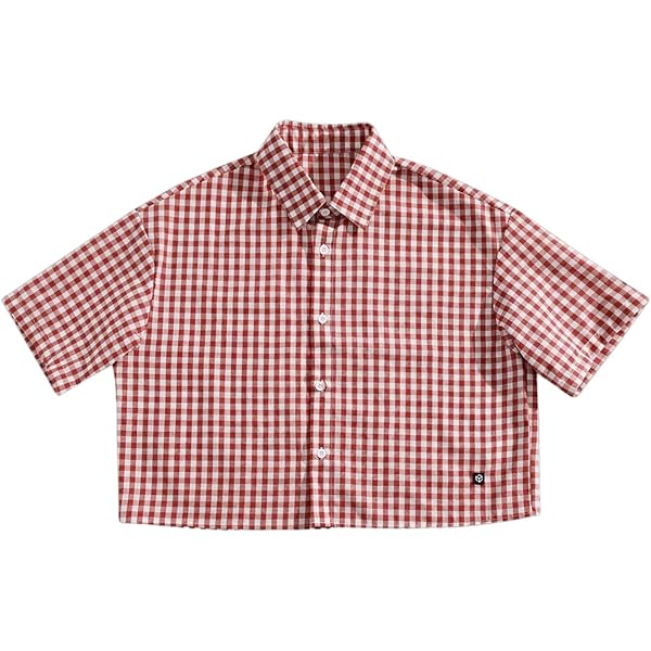 トップス oversized B D check short sleeve shirt Amazon.com: SHENHE Men's Plaid Button Down Short Sleeve Cropped