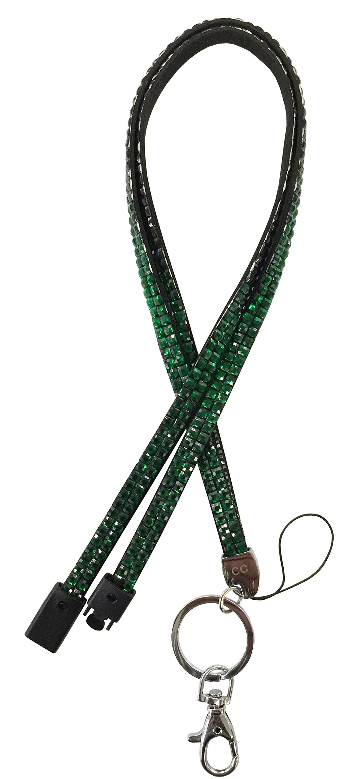 Customcard Green Bling Diamante Rhinestone (Breakaway) Lanyards for ID Card & Key Badge Holder, USB Holder, Memory Stick Holder Rhinestonegreen