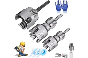 4 in 1 Water Pipe Threader Tool for Drill, 1/2", 3/4", 1" PVC Pipe Threading Kit, Carbon Steel Pipes Tap Set, Water Pipes Thr