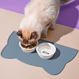 Septillar Cat Food Mat Silicone Non Slip Waterproof 44x25cm Stone Blue view 2