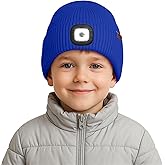 ATNKE Kids LED Lighted Beanie Cap,USB Rechargeable 4 LED Running Headlamp Lined Fleece Hat Light Gift for Boys and Girls