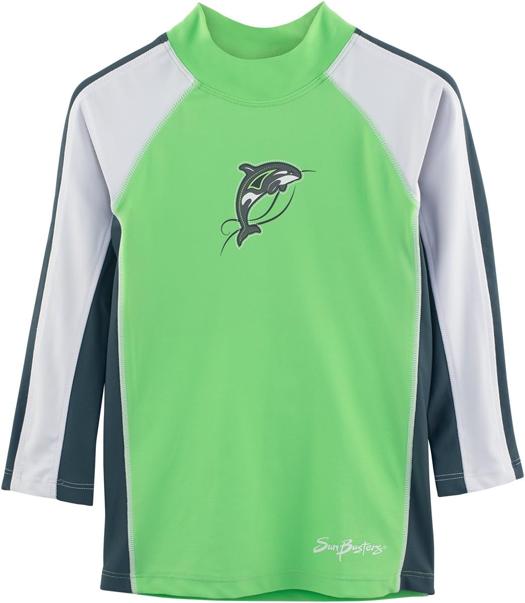 SunBusters Boys Long Sleeve Rash Guard 12 mos - 12 yrs, UPF 50+ Sun Protection